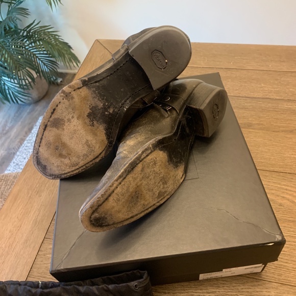 COPY - Saint Laurent Wyatt Distressed Cowhide Harness Boot - Picture 2 of 4